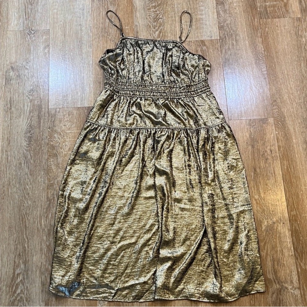 Gold Metallic Dress with Spaghetti Straps